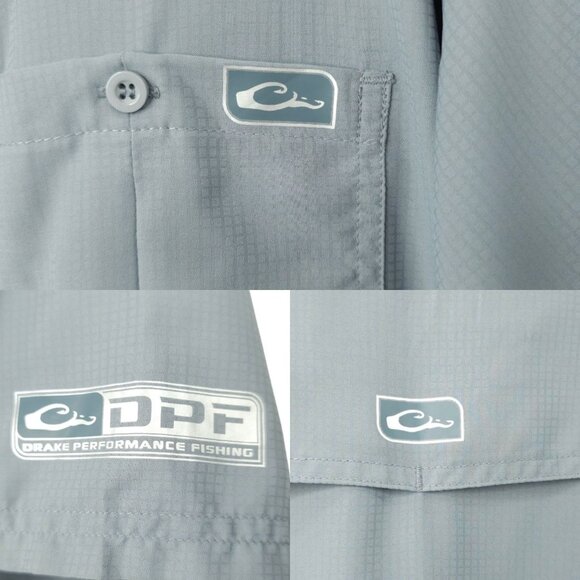 Drake Performance Fishing Button Front Shirt Mens Size S Gray Short Sleeve - Picture 7 of 16